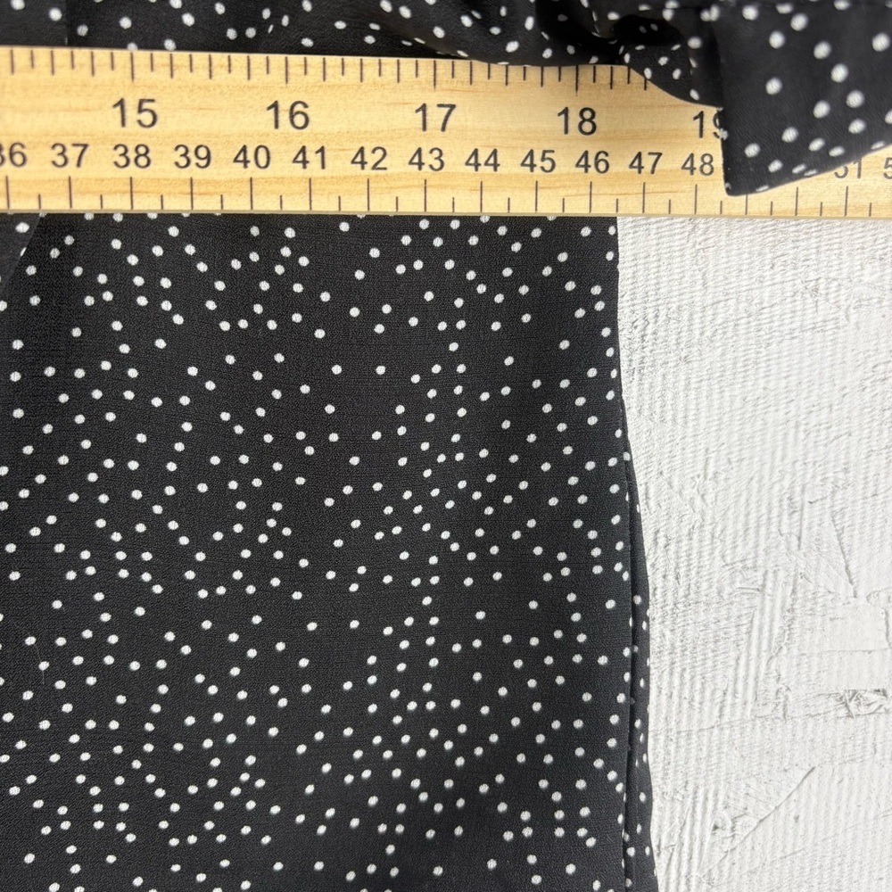 Urban Outfitters Sheer Black Polka Dot Tie-Front Top Rolled Sleeves Crop Top S - Picture 10 of 12